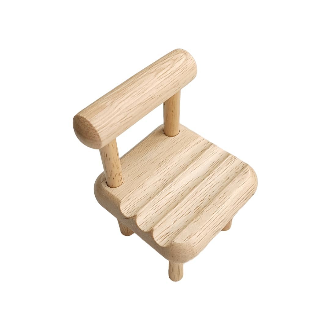 Wooden Mobile Stand | Mini Chair Shaped Phone Holder | Universal Smartphone Stand (Natural Wood Finish)