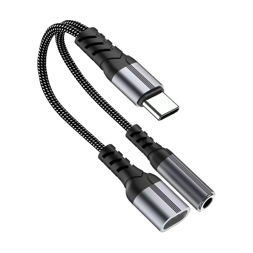 USB C to 3.5mm Headphone Jack Adapter with 60W PD Fast Charging DAC Chip HiFi Audio USB Type C to AUX Converter Compatible with Samsung S25 S24 OnePlus Xiaomi iPad MacBook Pixel