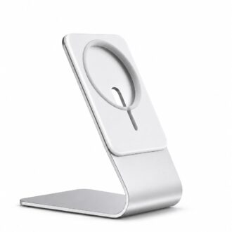 Desk Phone Stand for MagSafe Charger, Desktop Cell Phone Holder Mount for Magnetic Wireless Charging Compatible with iPhone 17 16 15 14 13 12 Aluminum Office Mag Safe Cellphone Dock Cradle