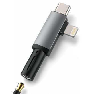 ® 2 in 1 Audio Adapter USB C and Light to 3.5mm Jack Converter