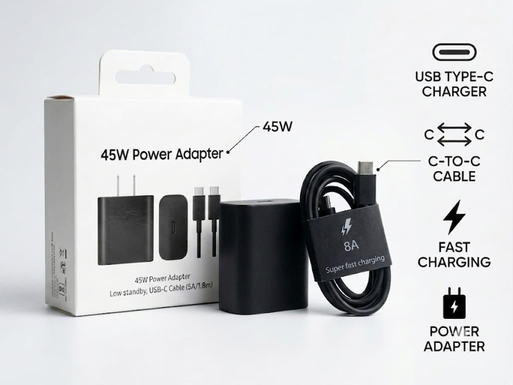 45W PD Super Fast Charger with 5A USB Type-C Cable | Fast Charging Adapter | 1.8M USB-C Cable for Samsung Galaxy S25/S24/S23/S22 Ultra, Note Series & Tab S9 - Image 2