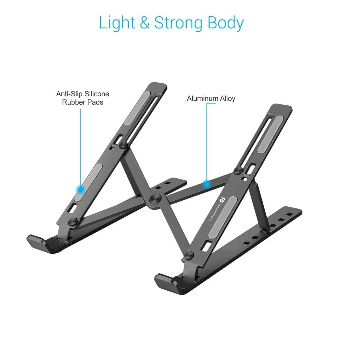 My Buddy K Portable Laptop Stand with Adjustable Height, Foldable, OverHeating Protection for Laptops & MacBooks (Grey) - Image 3