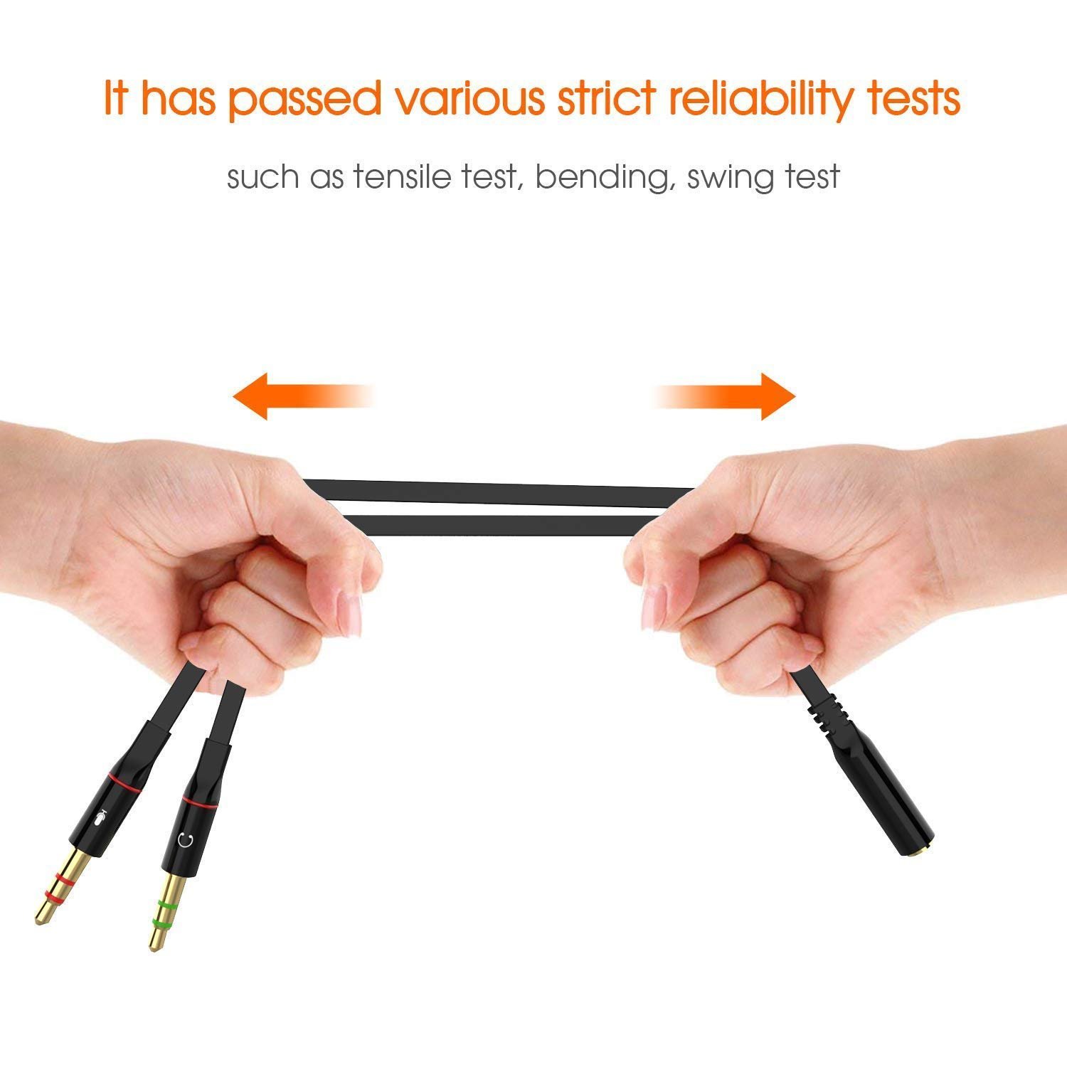 Gold Plated 3.5 mm Headphone Splitter for Computer 2 Male to 1 Female 3.5mm Headphone Mic Audio Y Splitter Cable Smartphone Headset to PC Adapter – (Black,20cm) - Image 2