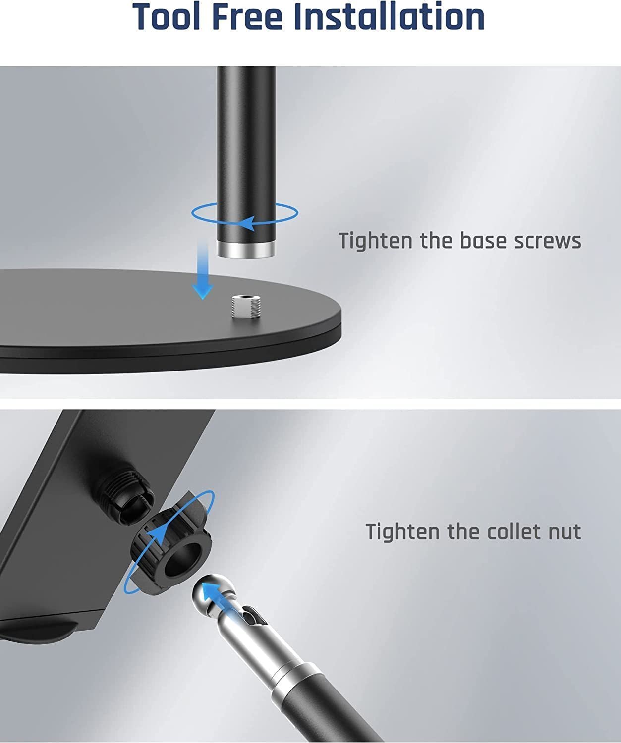 Tablet Stand Holder, Adjustable Height Tablet & Phone Stand for Desk, 360° Rotating Aluminum Metal Tablet Stand Mount Compatible for iPad Pro Air Mini, iPhone, Samsung, Kindle, Oneplus. (4"-11") - Image 6