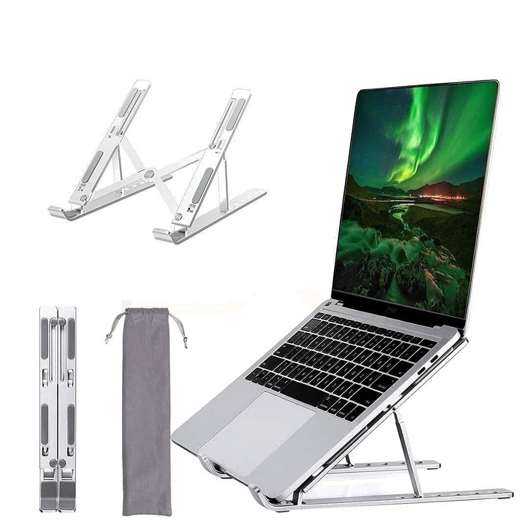 Laptop Stand 6 Angles Adjustable Aluminum Ergonomic Foldable Portable Tabletop Laptop/Desktop Riser Stand Holder Compatible for MacBook, HP, Dell, Lenovo & All Other Notebook (Grey) - Image 4