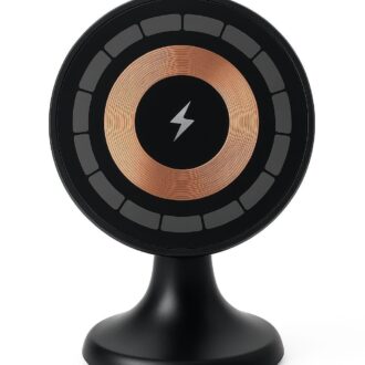 Egnius Wireless Car Charger with 15 Watts Fast Charging (Qi Compatible), Free Type-C Cable, 360° Rotation, for iPhone & Android Smartphones (Black)