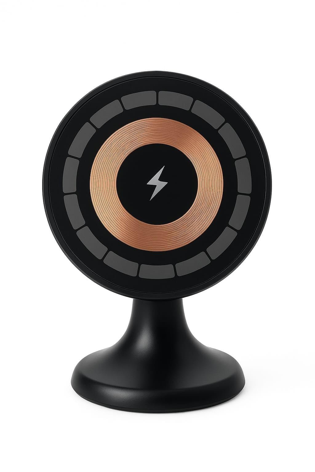 Egnius Wireless Car Charger with 15 Watts Fast Charging (Qi Compatible), Free Type-C Cable, 360° Rotation, for iPhone & Android Smartphones (Black)