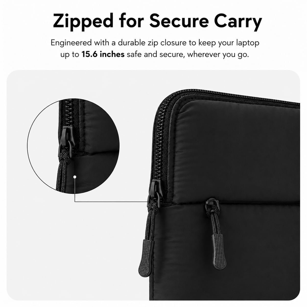 Cushioned Laptop Sleeve for 15.6 Inch Laptops, Carbon Black - Image 5