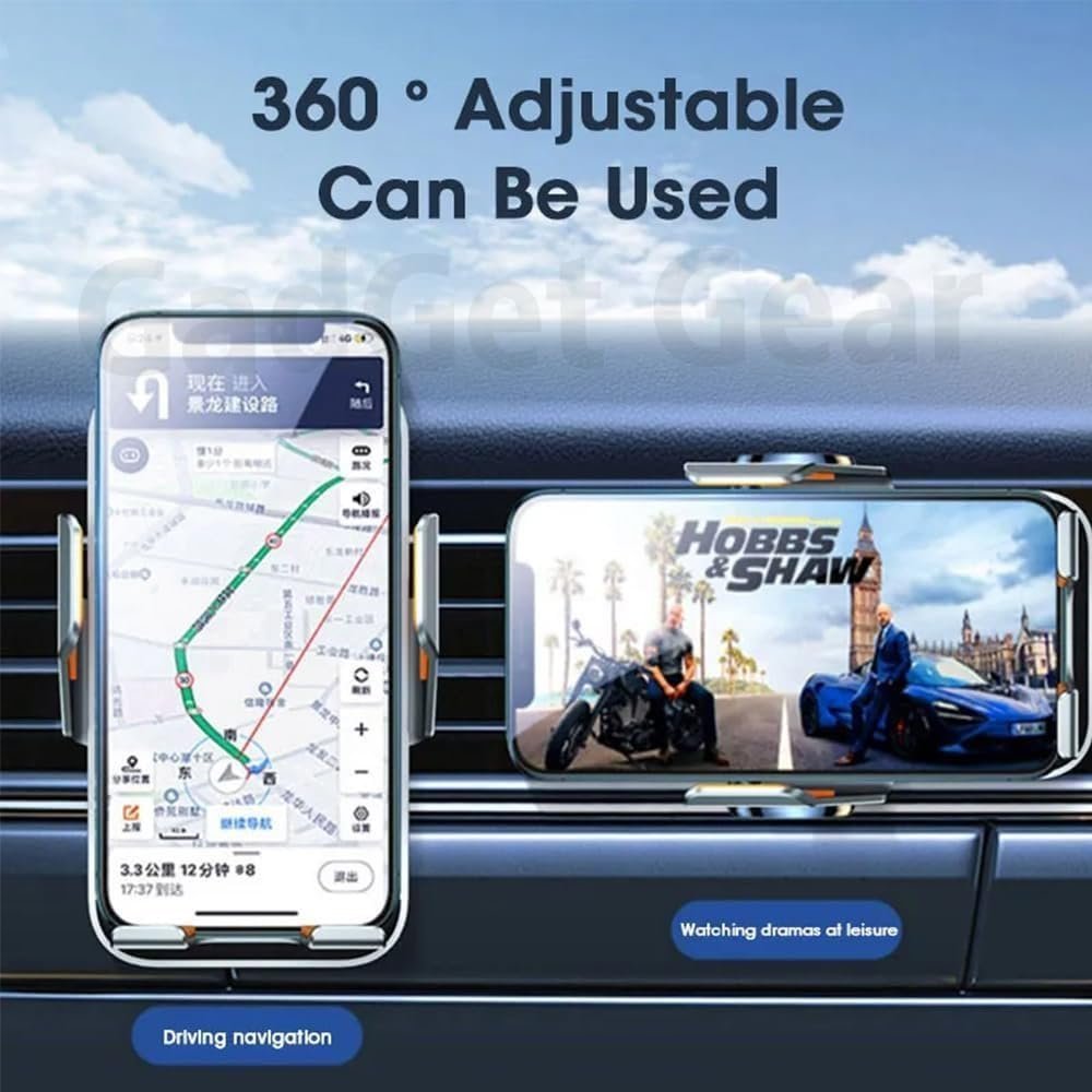 Premium Automatic Clamping Transparent Wireless Car Charger with Fast Charging Coil and Smart Infrared Sensor – Air Vent & Dashboard Mount for All Smartphones - Image 4