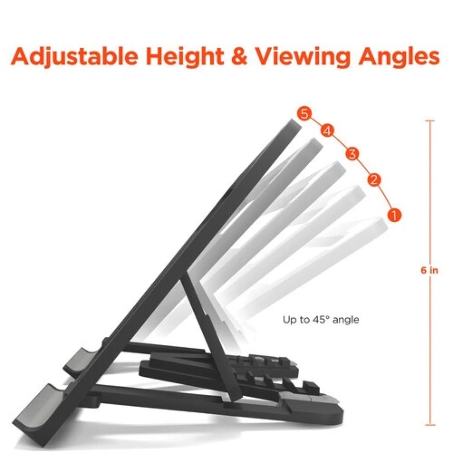 Shyama Adjustable Plastic Foldable Portable Laptop/Desktop Stand, Black - Image 3