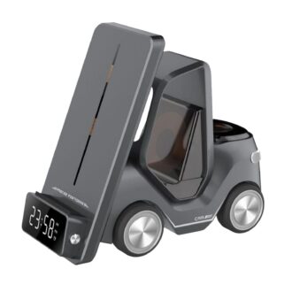 Generic Cordless Charger Compact Desktop Phone Tablet Stand for Office Car Car Shape Grey