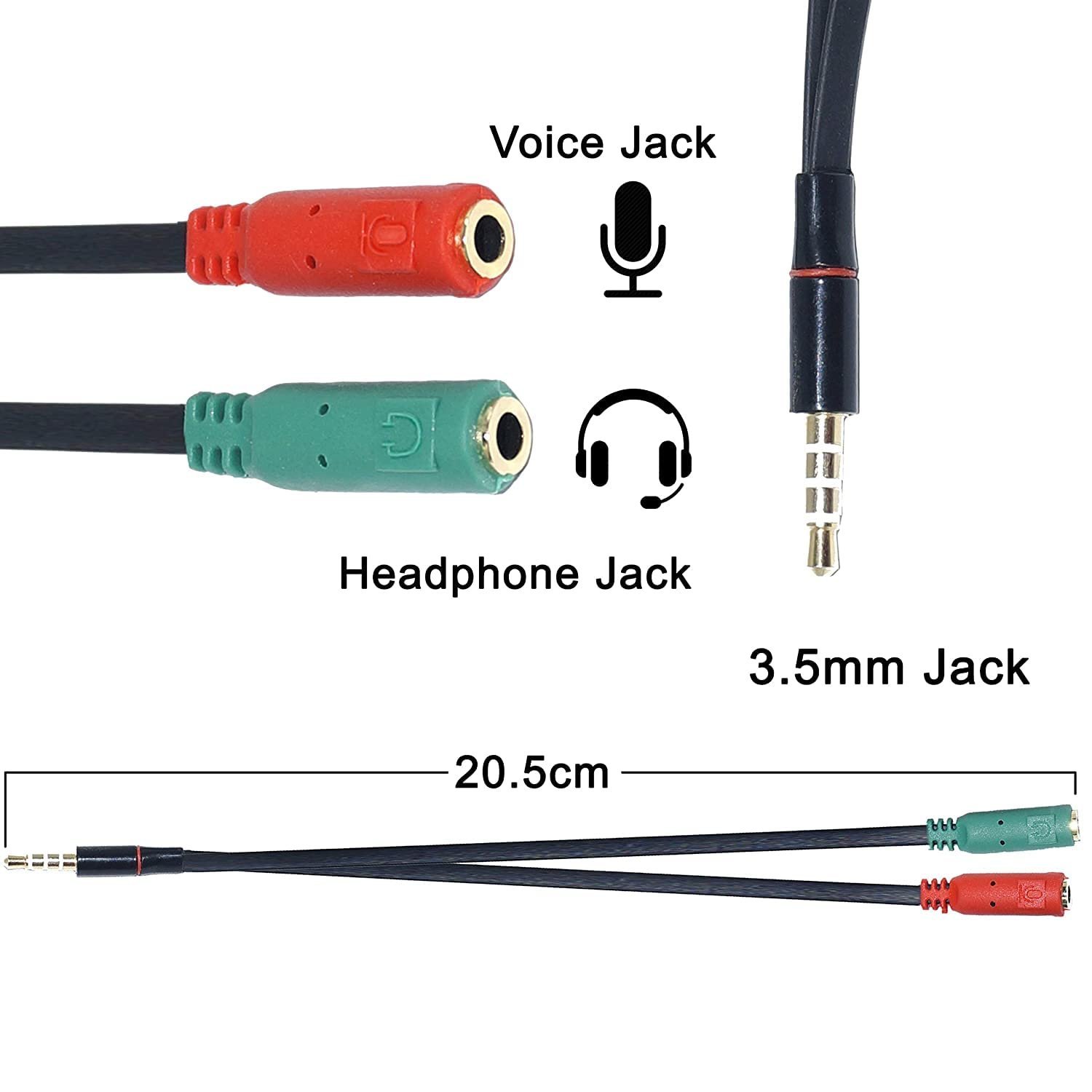 1 Male to 2 Female 3.5mm Audio Jack to Headphone Microphone Splitter Converter Adaptor Cable(Specially Design for Mobile and Tablet Only) - Image 2