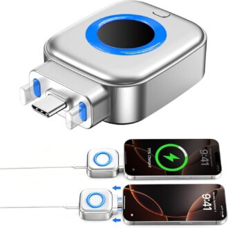 2-in-1 USB-C Magnetic Wireless Charger Adapter for iPhone 15/16 Series, 20W Fast Charging Converter, Type-C Plug-in Magnetic Charging Receiver, Compact Portable Charging Accessory