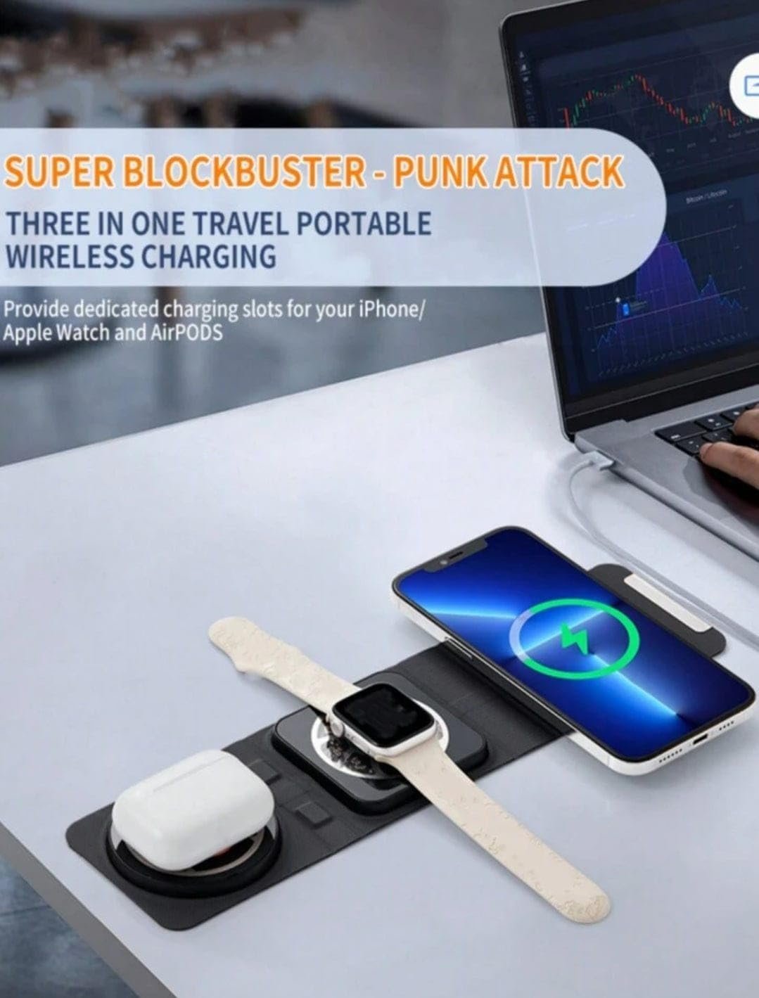 ELYGEN NEW 3 in 1 Foldable Wireless Fast Charger|23W Mag-Safe Compatible|Premium PU Material | Full Transparent Copper Conductor|For iPhone 12-15|Compatible with Airpods+AppleWatch | (PW-1200Q-PURPLE) - Image 3
