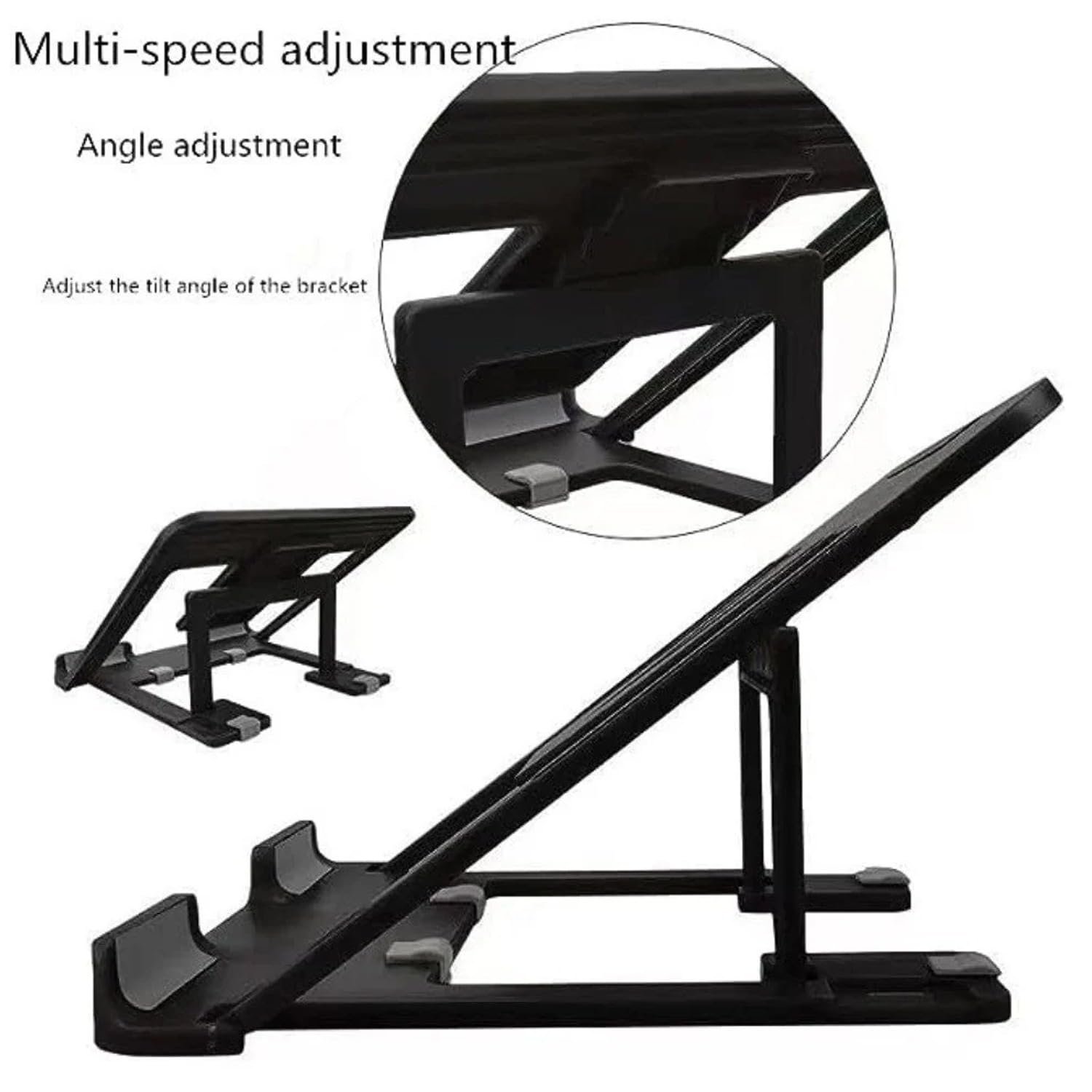 Shyama Adjustable Plastic Foldable Portable Laptop/Desktop Stand, Black - Image 2