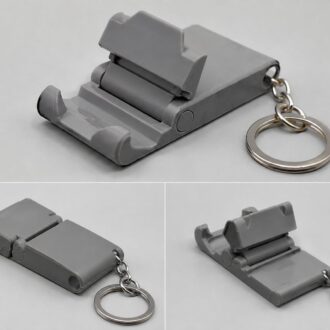 Foldable Phone Stand Keychain, Portable Mini Desk Holder, Grey