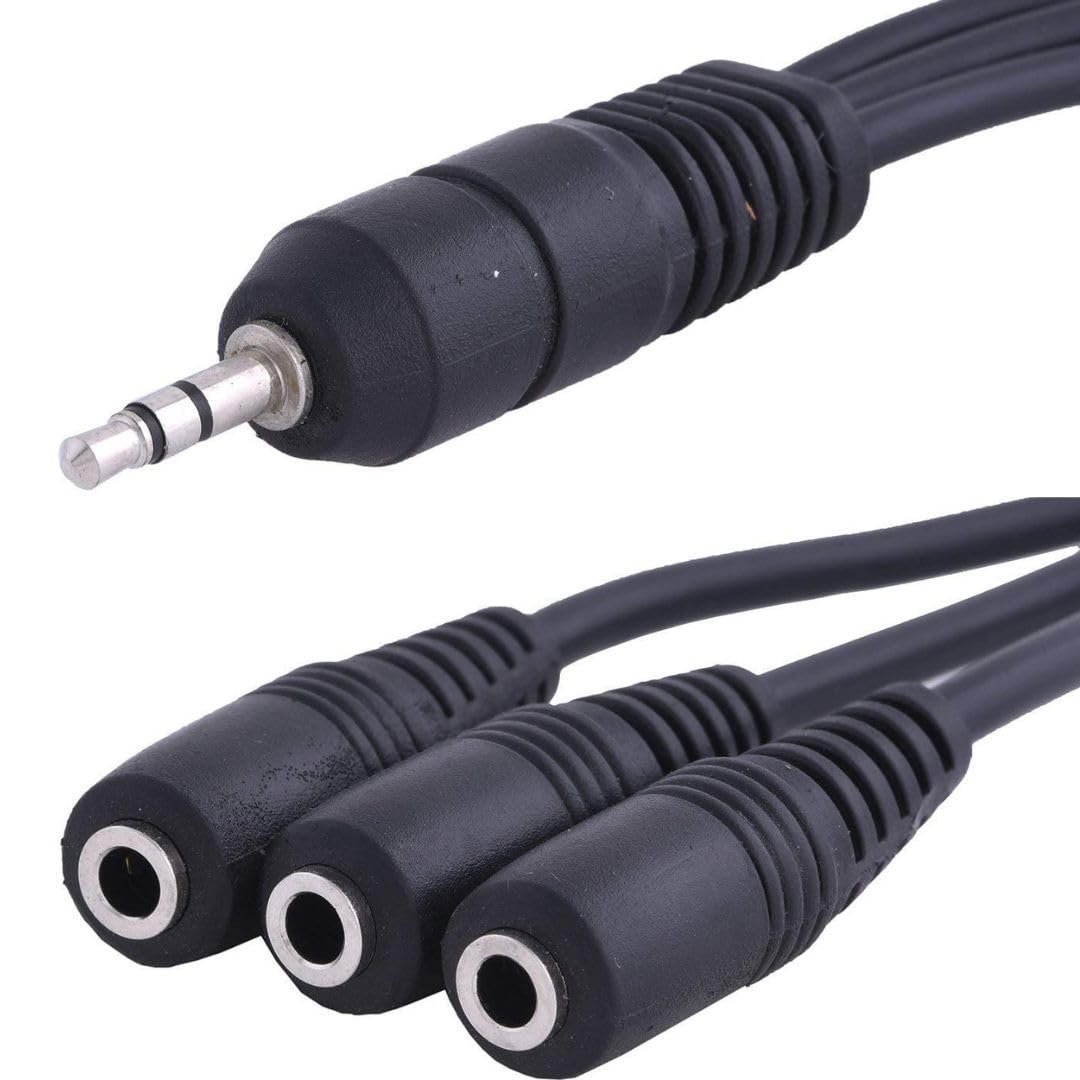 3-Way 3.5mm Audio Splitter Adapter Cable,1 Male to 3 Female EP Stereo AUX Audio Splitter Adapter Cable for Speaker Headphone Earphone.