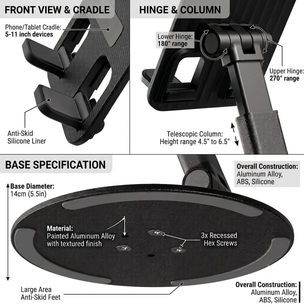 Mobile Phone Stand for Desk with 360° Rotation, Foldable - Image 5