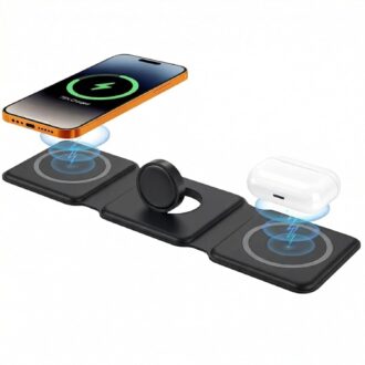 3 in 1 Foldable Compatible Wireless Charging Pad, Fast Charge, Included Cable, for Smartphones, Earbuds, Smartwatches