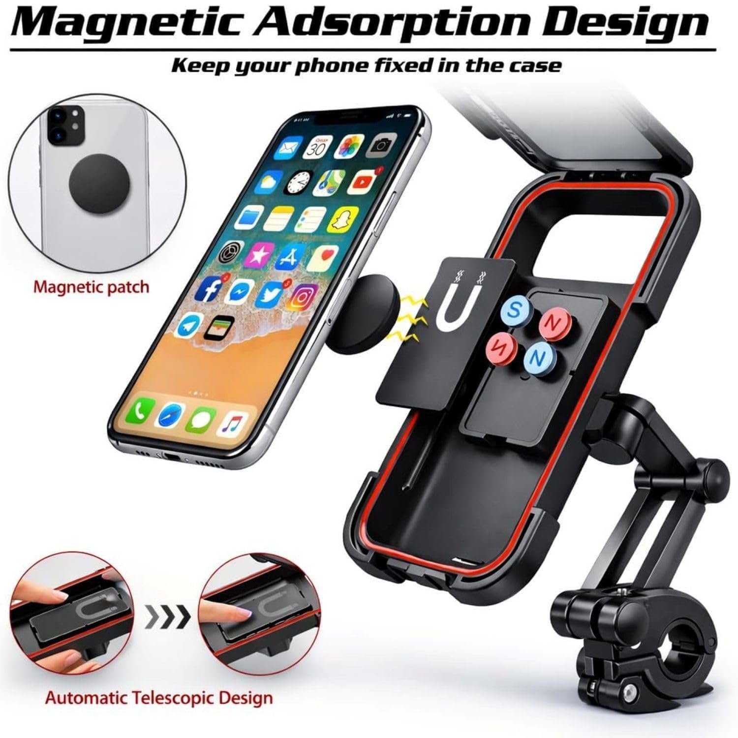 Waterproof Mobile Phone Holder for Bike & Motorcycle | 360° Rotating Adjustable Handlebar Mount | Shockproof & Secure Bike Mobile Stand | Universal Fit for All Smartphones - Image 4