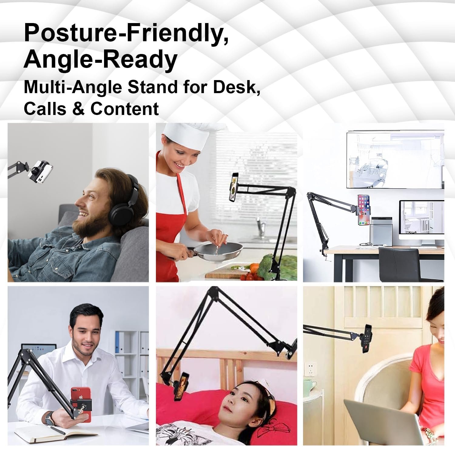 Overhead Mobile Stand for Desk | 360° Adjustable Phone Holder | Lazy Arm Mount for Video/Photo Shooting | Bed, Kitchen, Study Table Clamp | Sturdy Metal Stand for Content Creators - Image 4
