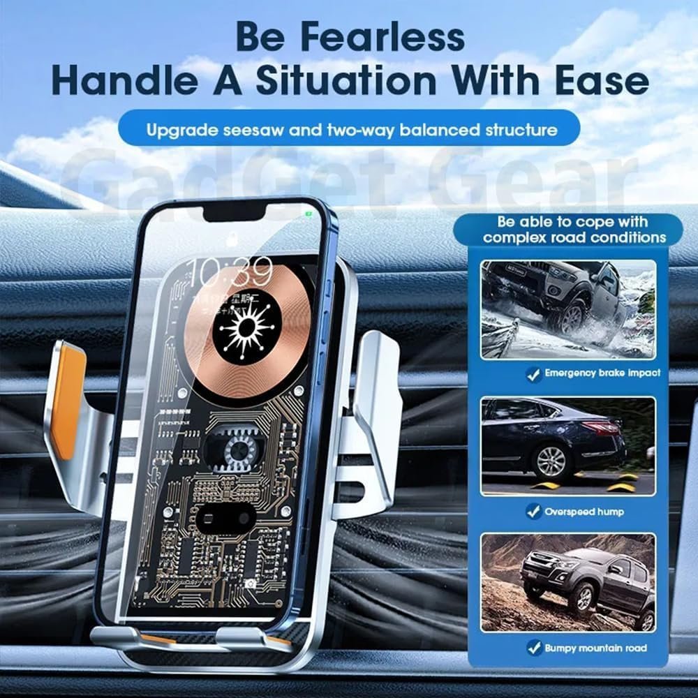 Premium Automatic Clamping Transparent Wireless Car Charger with Fast Charging Coil and Smart Infrared Sensor – Air Vent & Dashboard Mount for All Smartphones - Image 2