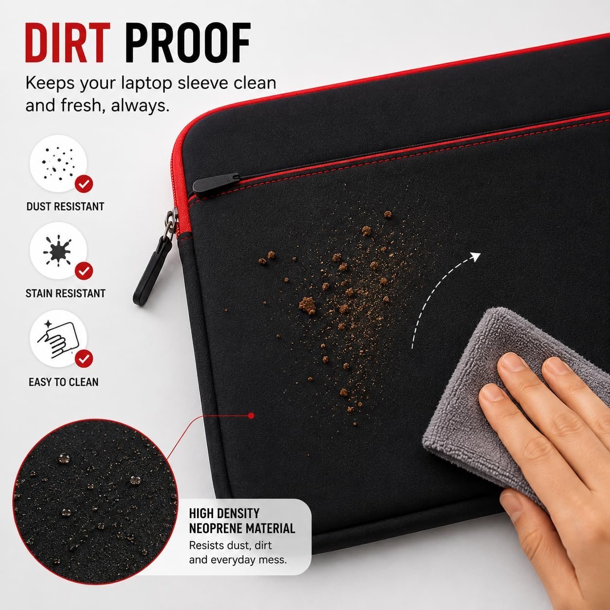 Laptop Sleeve Bag for 14 Inch Laptop | Neoprene Laptop Carrying Case with Handle & Front Zipper Pocket | Protective Computer Bag for Office, College & Travel | Black - Image 5
