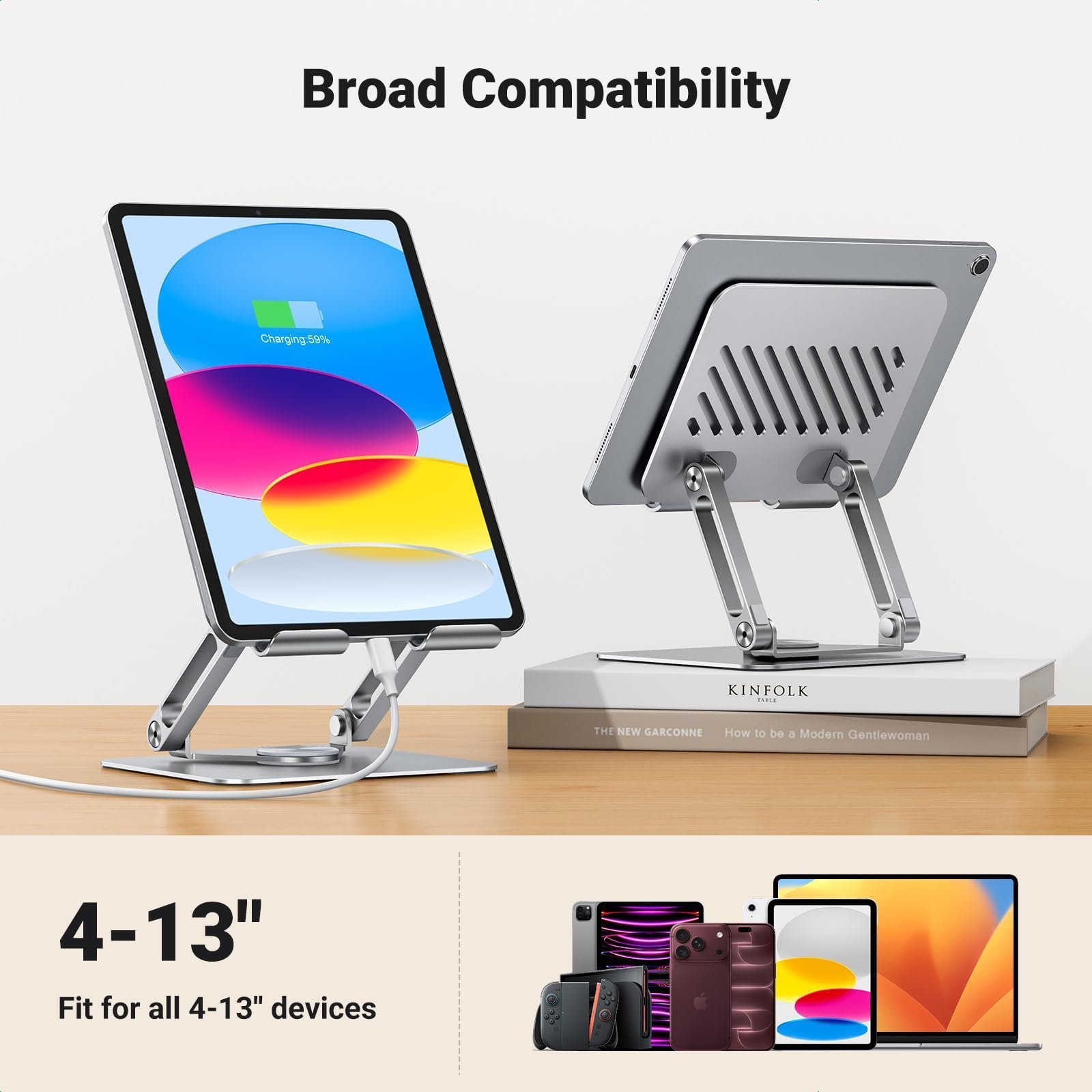 Tablet Stand for Desk 360° Rotating Adjustable Holder Foldable - Image 7