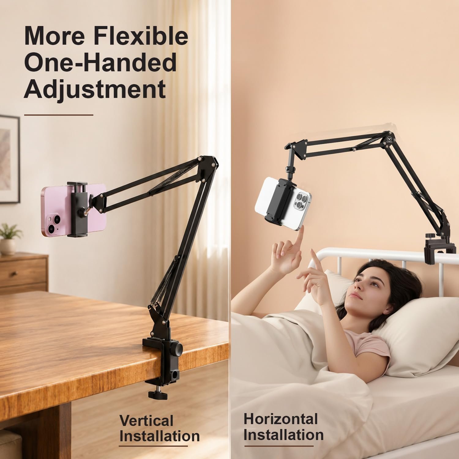 Overhead Mobile Stand for Desk | 360° Adjustable Phone Holder | Lazy Arm Mount for Video/Photo Shooting | Bed, Kitchen, Study Table Clamp | Sturdy Metal Stand for Content Creators - Image 8