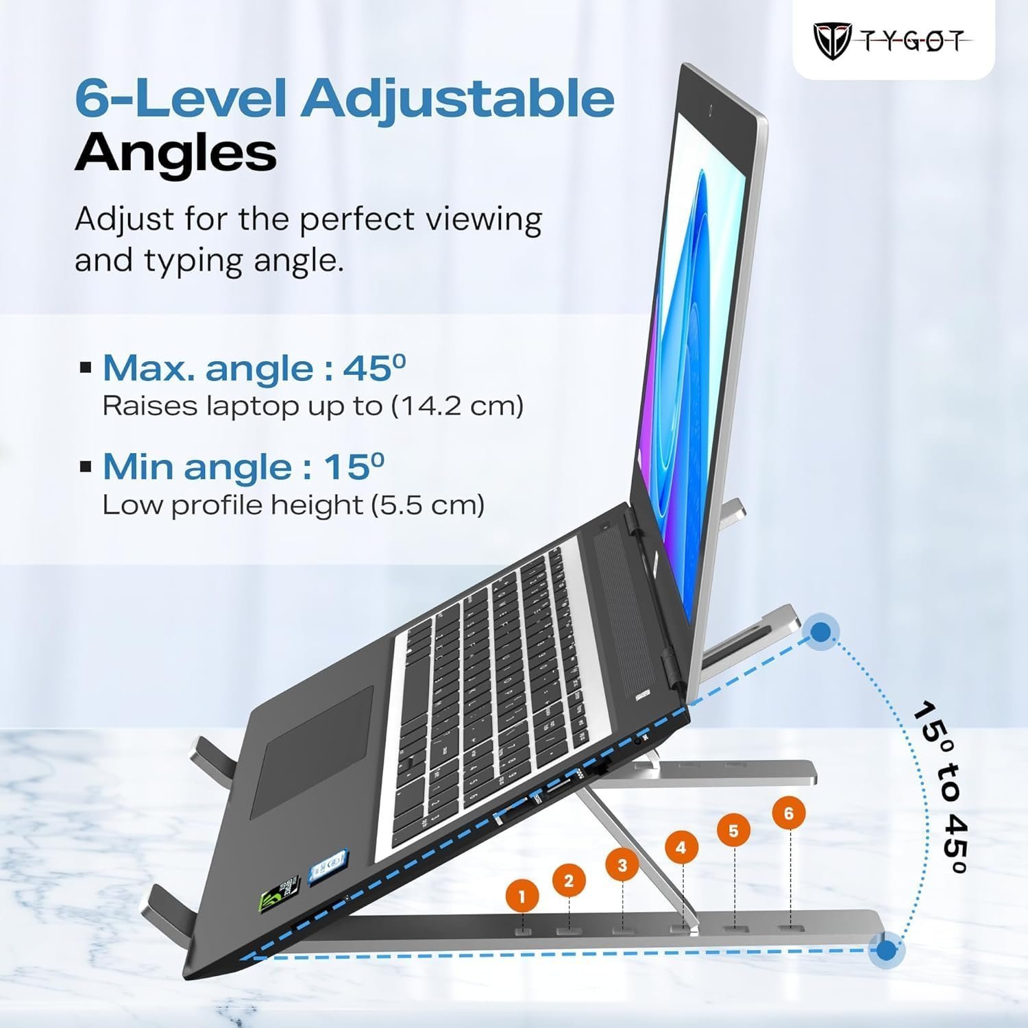 Aluminum Alloy Adjustable Laptop Stand for 10-17 Inch Laptops - Image 3