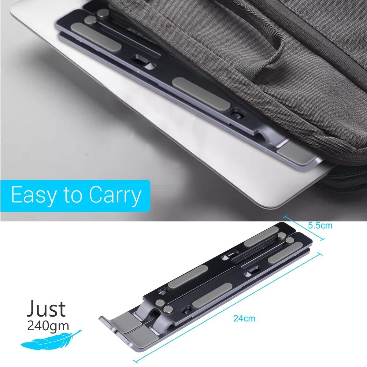 My Buddy K Portable Laptop Stand with Adjustable Height, Foldable, OverHeating Protection for Laptops & MacBooks (Grey) - Image 5