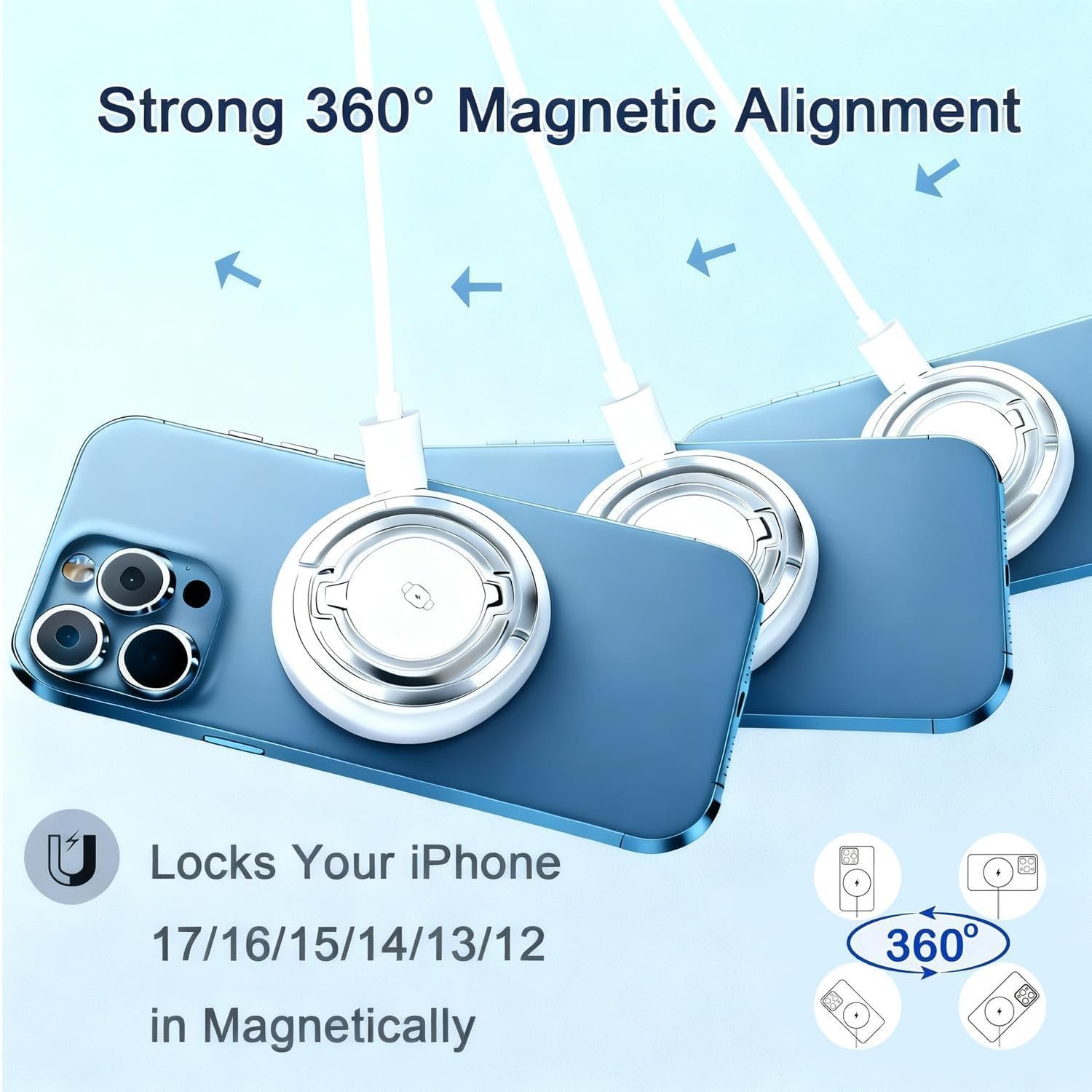 Wireless Charger Stand, Foldable Magnetic 3 in 1 Charging Station for Multiple Devices, Phone Stand and Holder,Compatible with iPhone 13~17 Series - Image 6