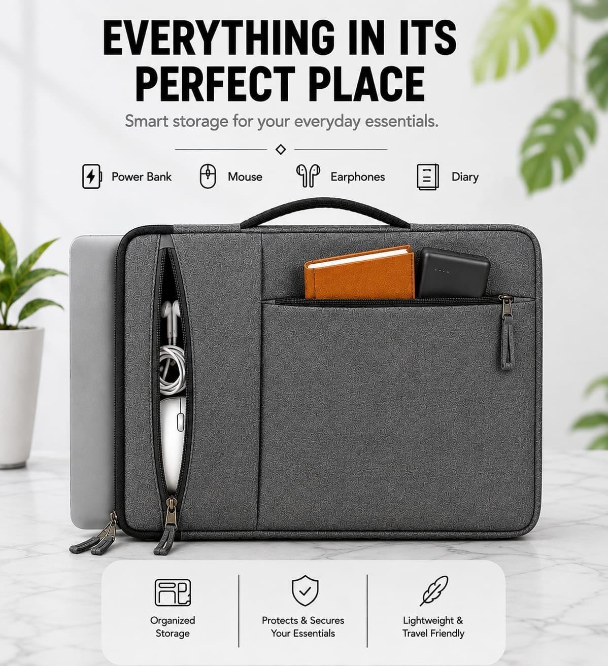 17 Inch Laptop Sleeve with Carry Handle & 2 Front Pockets | Slim Lightweight Laptop Case with Water-Resistant Cover | Compatible with MacBook, Dell, HP, Lenovo, Asus, Samsung, Mi & More - Image 3