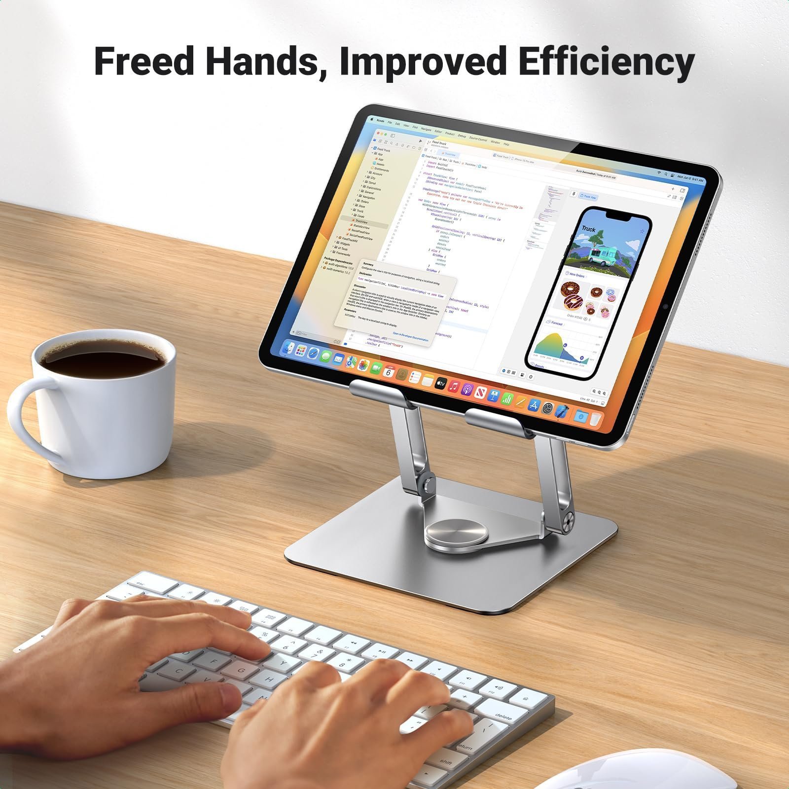 Tablet Stand for Desk 360° Rotating Adjustable Holder Foldable - Image 4