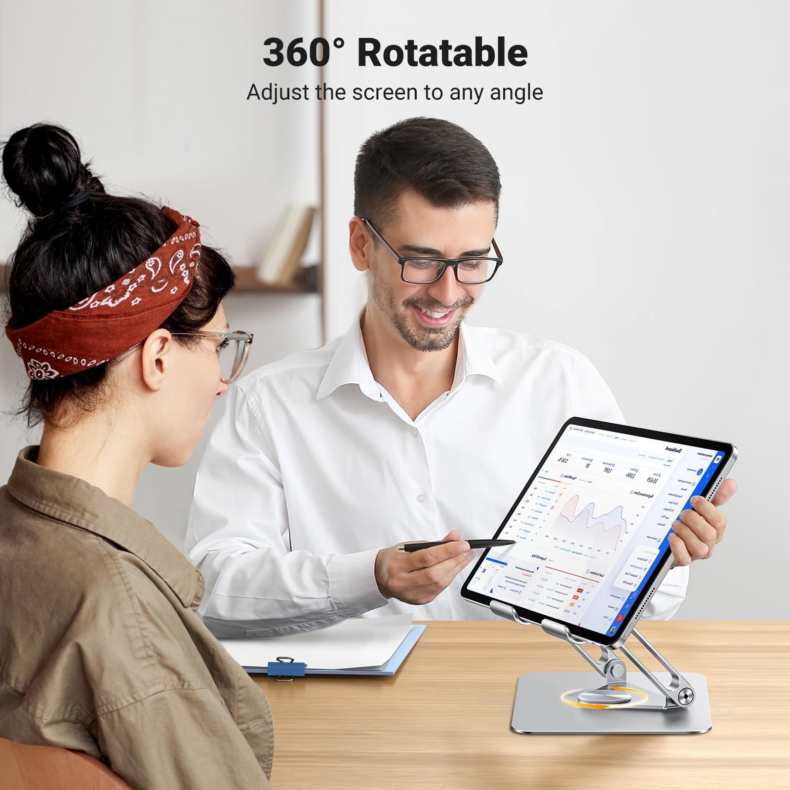Tablet Stand for Desk 360° Rotating Adjustable Holder Foldable - Image 2