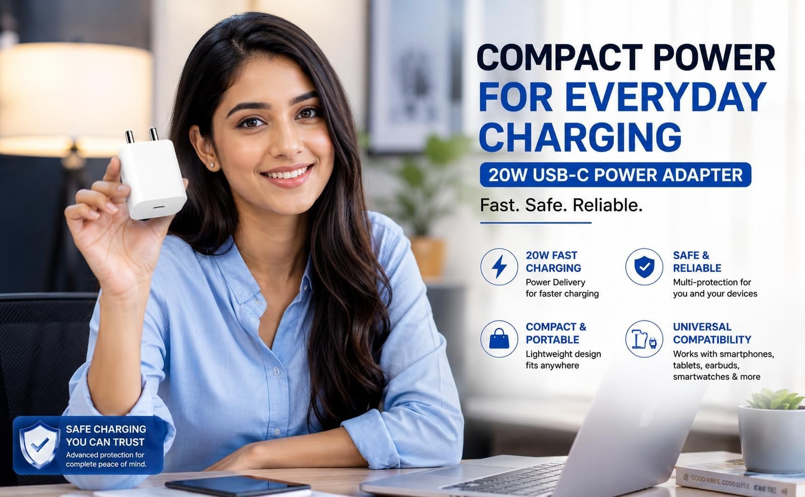 USB-C Power Adapter Compatible with Apple iPhone 15, 16, 17 Series (Pro Max/Pro/Plus) & iPad Pro/Air | 20W Fast Type C Wall Charger with Intelligent PD Charging, Compact, White - Image 6