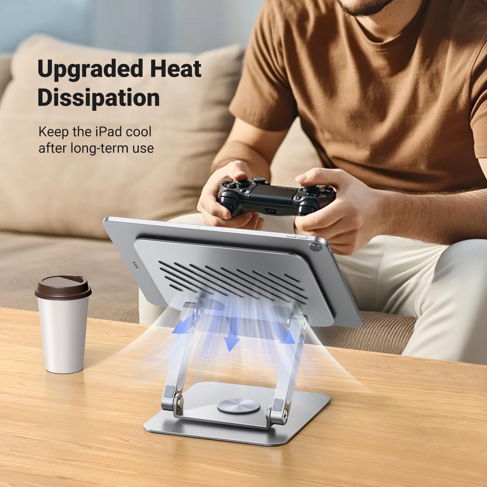 Tablet Stand for Desk 360° Rotating Adjustable Holder Foldable - Image 6