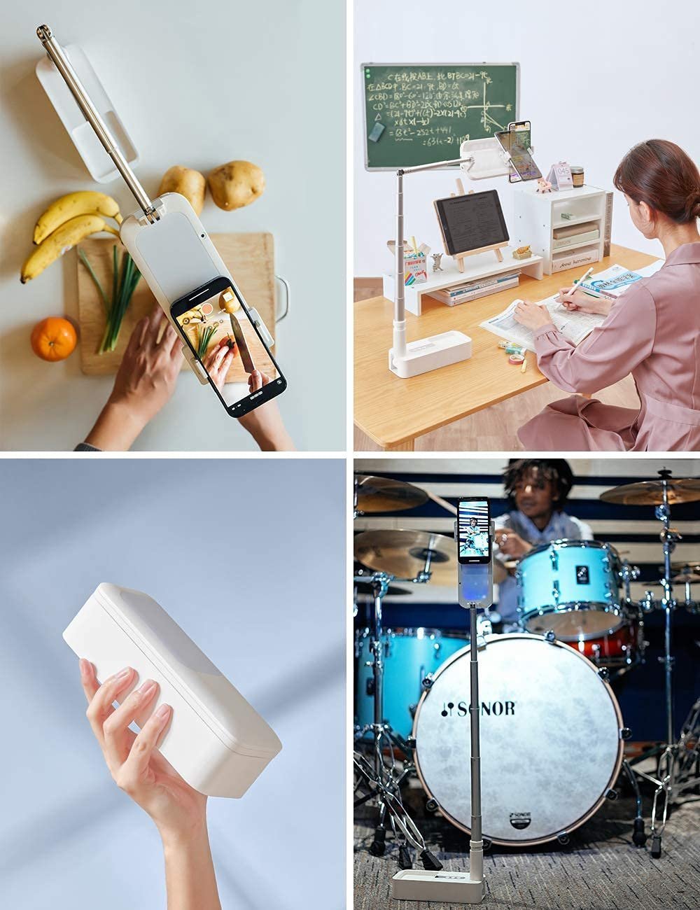 Adjustable Phone & Tablet Stand with LED Fill Light, 360° Rotating Holder, Height Adjustable Desk Mount for Live Streaming, Video Recording, Online Classes & Content Creation - Image 4