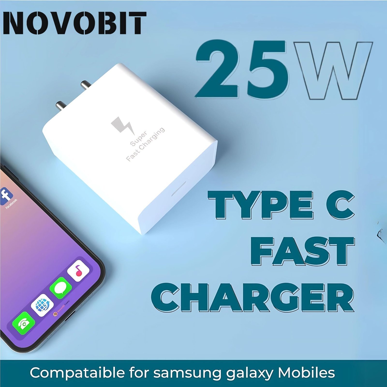 25W Super Fast USB-C PD Charger Compatible with Samsung Galaxy A57 5G, A36 5G, M36 5G, Z Fold 7 – Travel Wall Adapter with USB-C Cable (New Model) (White) - Image 4