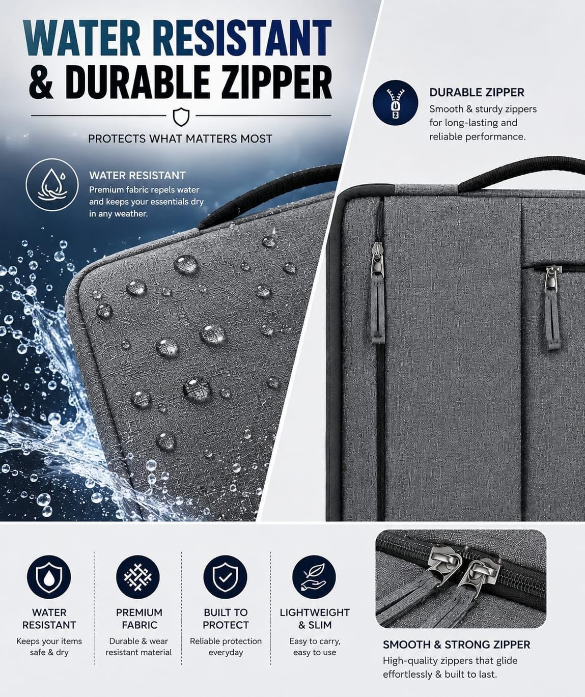 17 Inch Laptop Sleeve with Carry Handle & 2 Front Pockets | Slim Lightweight Laptop Case with Water-Resistant Cover | Compatible with MacBook, Dell, HP, Lenovo, Asus, Samsung, Mi & More - Image 4